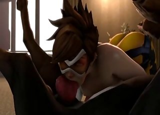 Blowing a huge hound dick on the knees