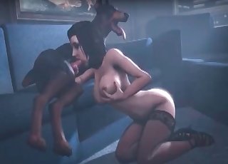 Sweet 3D doberman sucked by zoophile