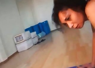 Playful trained beast licks her tight wet cunt