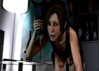 Slutty brunette fucked by an aggressive dog