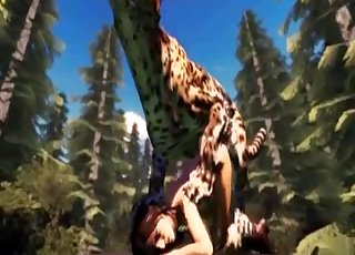 3D panther bangs a submissive zoophile