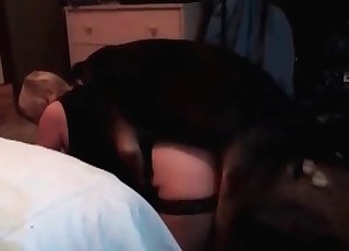 Animal is having bestial sex with a hot blonde