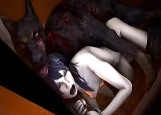 Brutal 3d doberman bangs a slutty zoophile