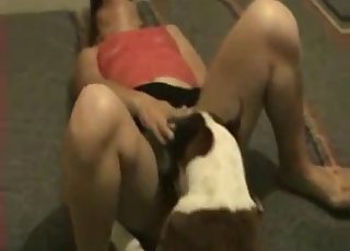 Doggy sensually licks my tight snatch