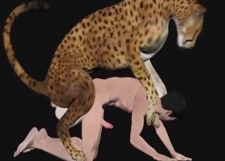 Tiger ass-fucking a dark-haired dude in 3D