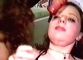 Busty babe sucking dog's meaty dick