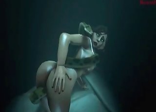 3D snake is screwing a perverted blonde