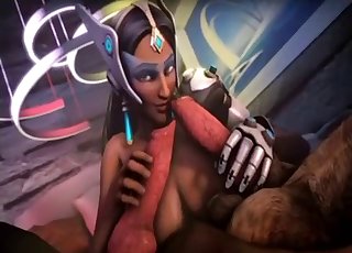 Overwatch-looking slut fucks dogs