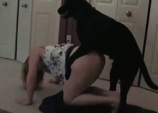 Tight slit fucked by a giant black beast