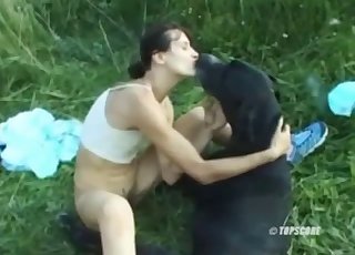 Sensual small white dog enjoys her tight wet cunt