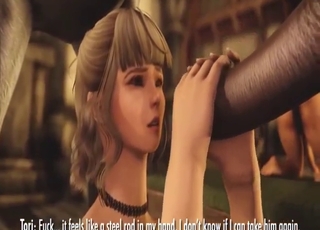 Classy babe involved in animated horse fucking