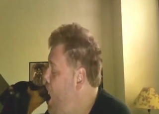Extra-horny dog is going to make out with him