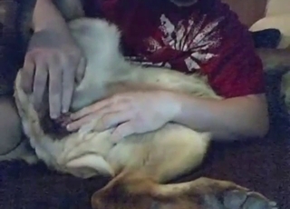 Casual fingering session with the dog MOANING