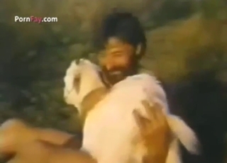 Outdoor vintage bestiality porn with goat sex