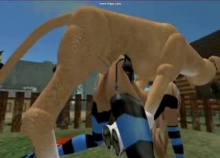 Hot 3D animated slut having some sexy fun with a dog