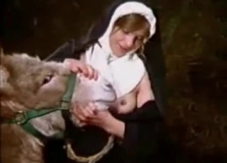 Sexy nuns are enjoying filthy bestial sex action