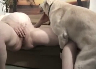 White doggy fucked a good-looking busty brunette