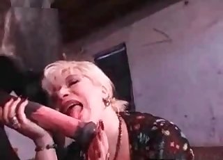 Blonde whore really loves the cocks of the horses