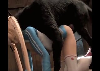 Mad bestial sex with a perverted zoophile