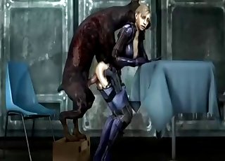 Zombi dog is banging a really hot 3D animated slut