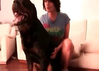 Hot babe is banging hard with a horny doggie