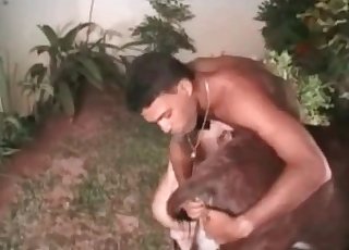 Sexy zoophile is exploring an asshole of a horse