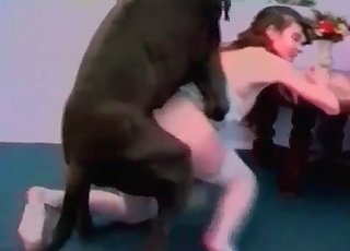 Tight vagina impaled stiff by a Doberman