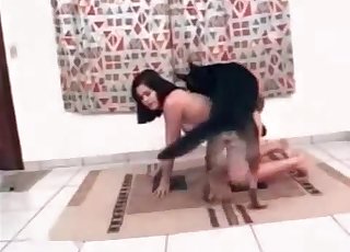 She gives her fuck holes to a dog