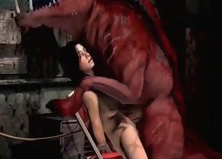 3D monster rapes a huge-chested brunette