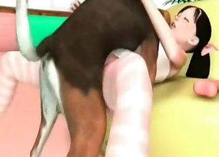 3D Doberman leisurely licks a snatch