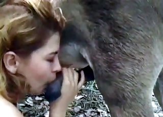 Amazing chick is loving animality