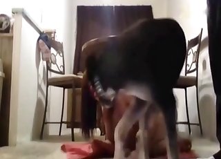 Masked big booty bitch and a dog