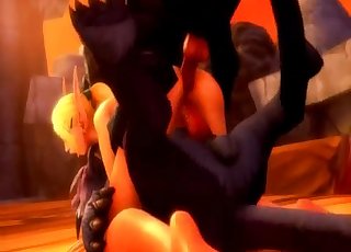 3D DP porn with a blond-haired elf chick