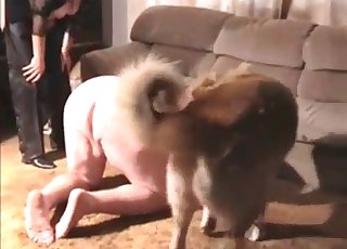 Fat MILF seducing her naughty dog